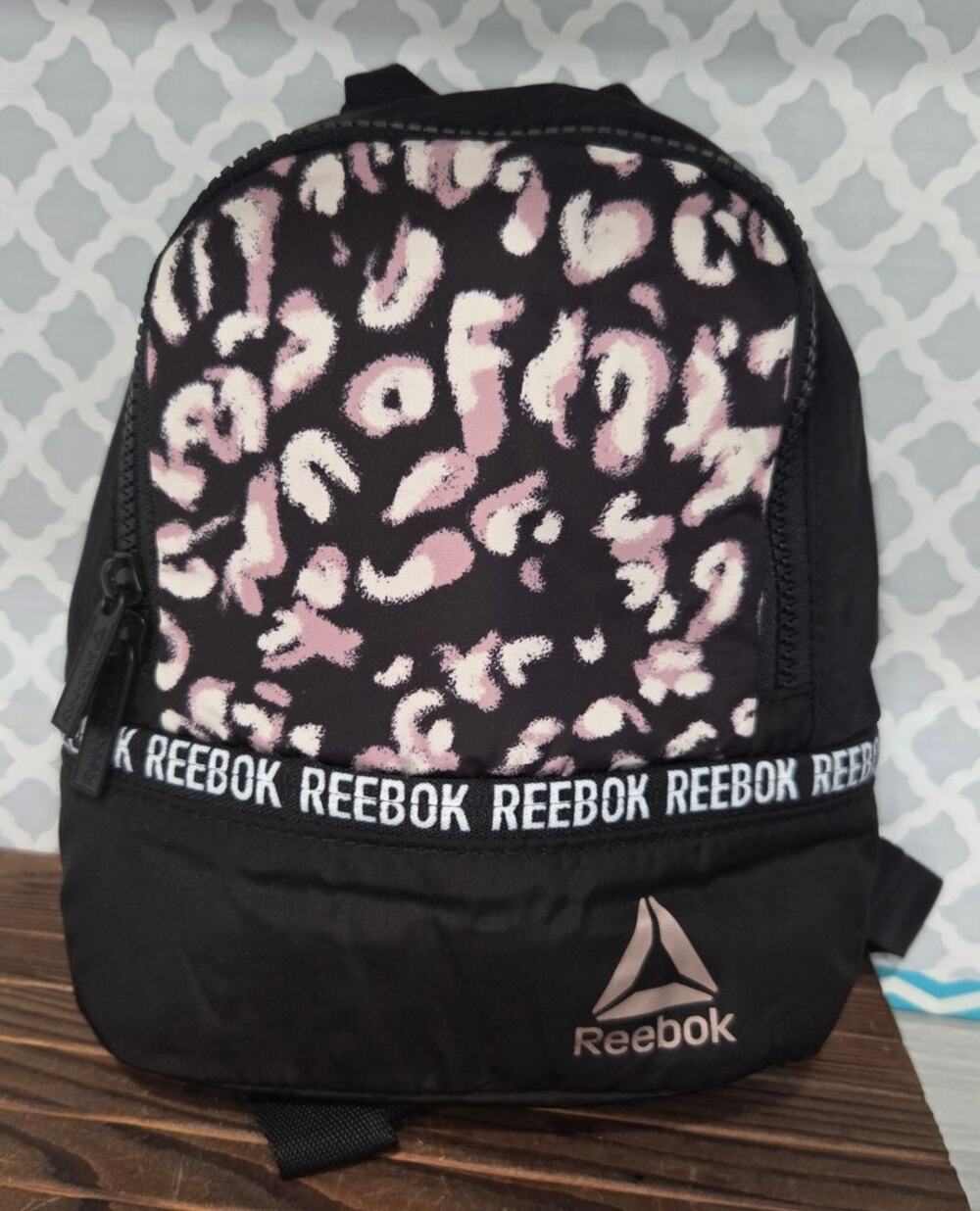 Reebok Mini Black Backpack Animal Print Small Travel Daypack